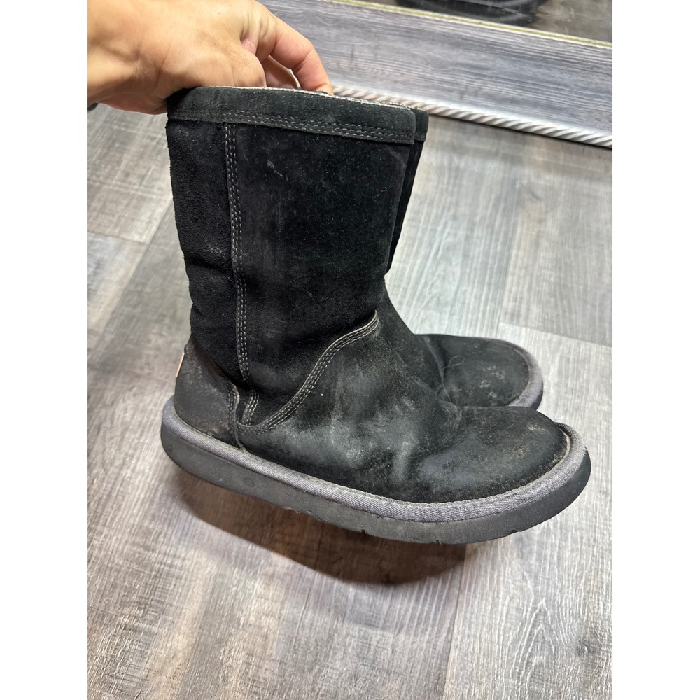 UGG Australia Black Suede Zip Mid Calf Boots Women Size 8 S/N 1889